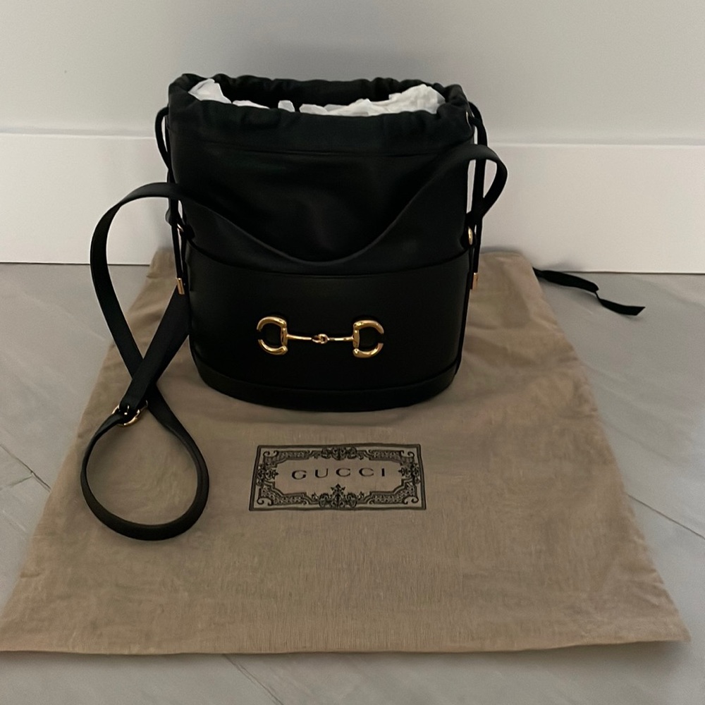 Gucci Horsebit 1955 Black Leather Bucket Bag
